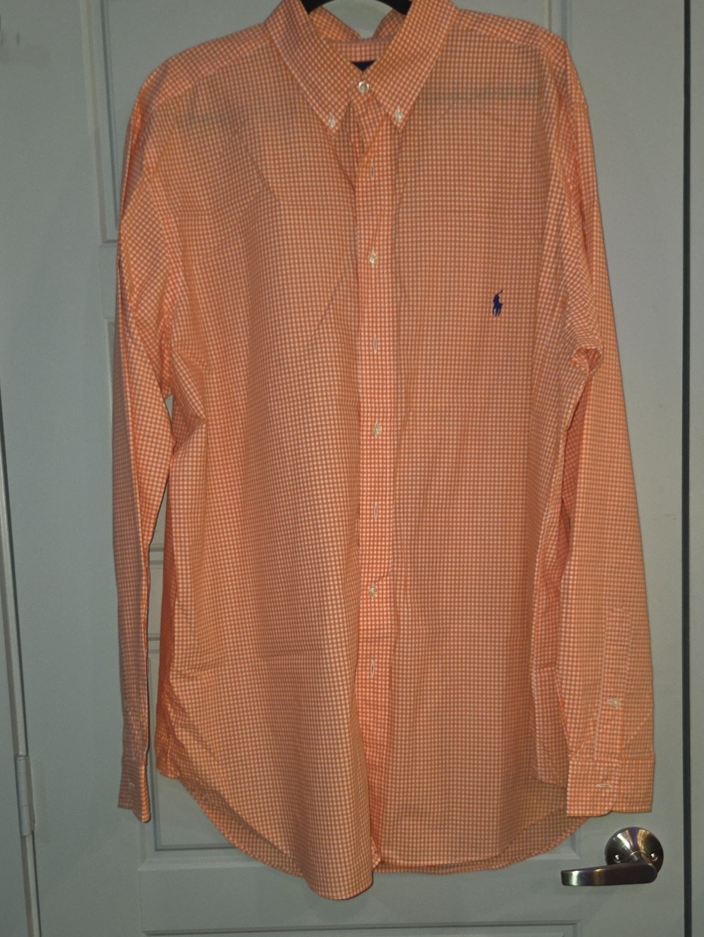 Polo by Ralph Lauren Orange Gingham Button-Down Shirt with Navy Pony